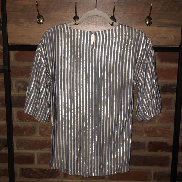 Eva Franco Marin Short Sleeve Striped Blouse - Sz 0 - Picture 8 of 15